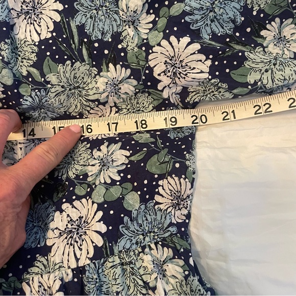 Uniqlo x Paul & Joe Navy Blue Floral Button Down Puff Sleeve Tiered Dress Size M - Picture 14 of 16